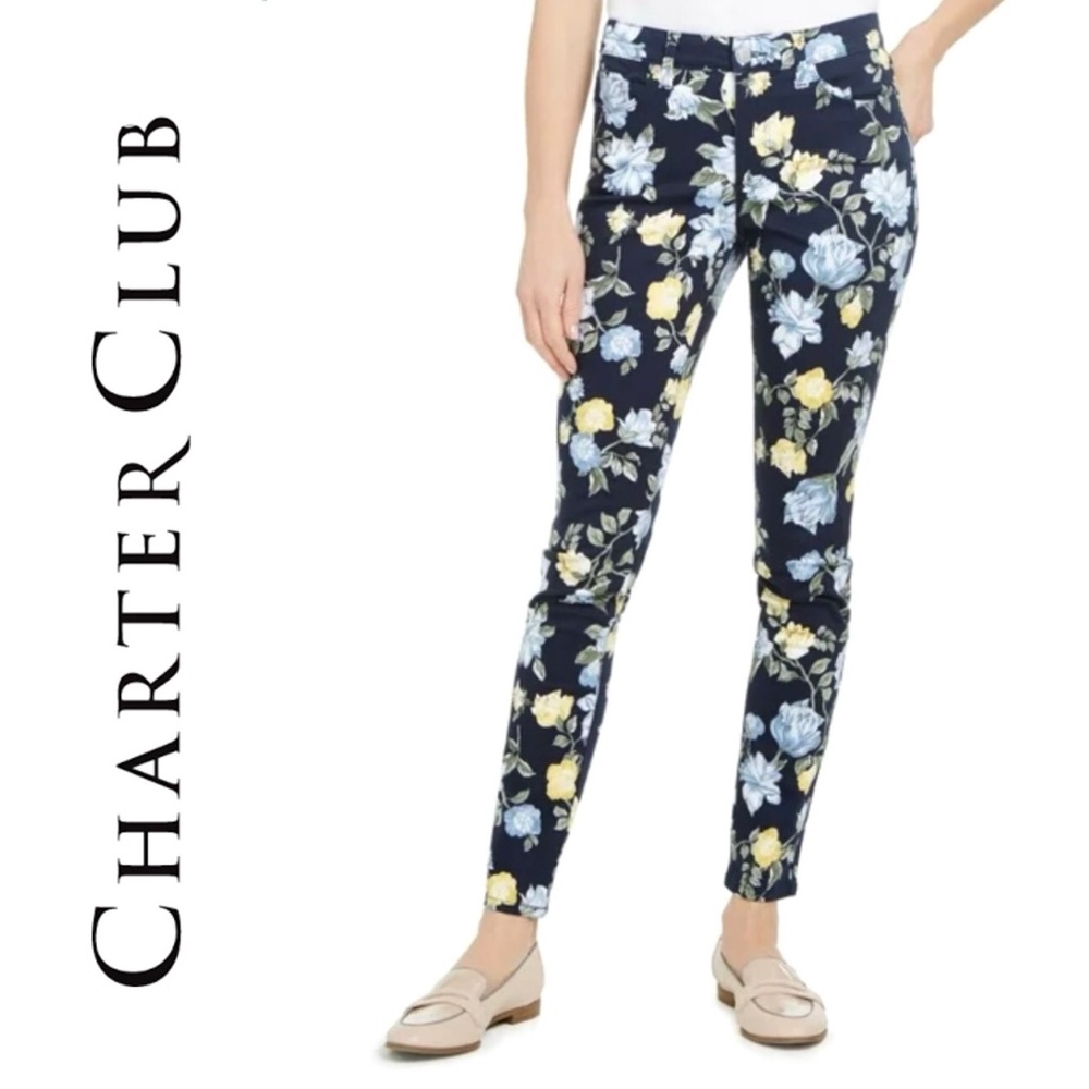 NWT! CHARTER CLUB Lexington Straight Tummy Slimming floral pants